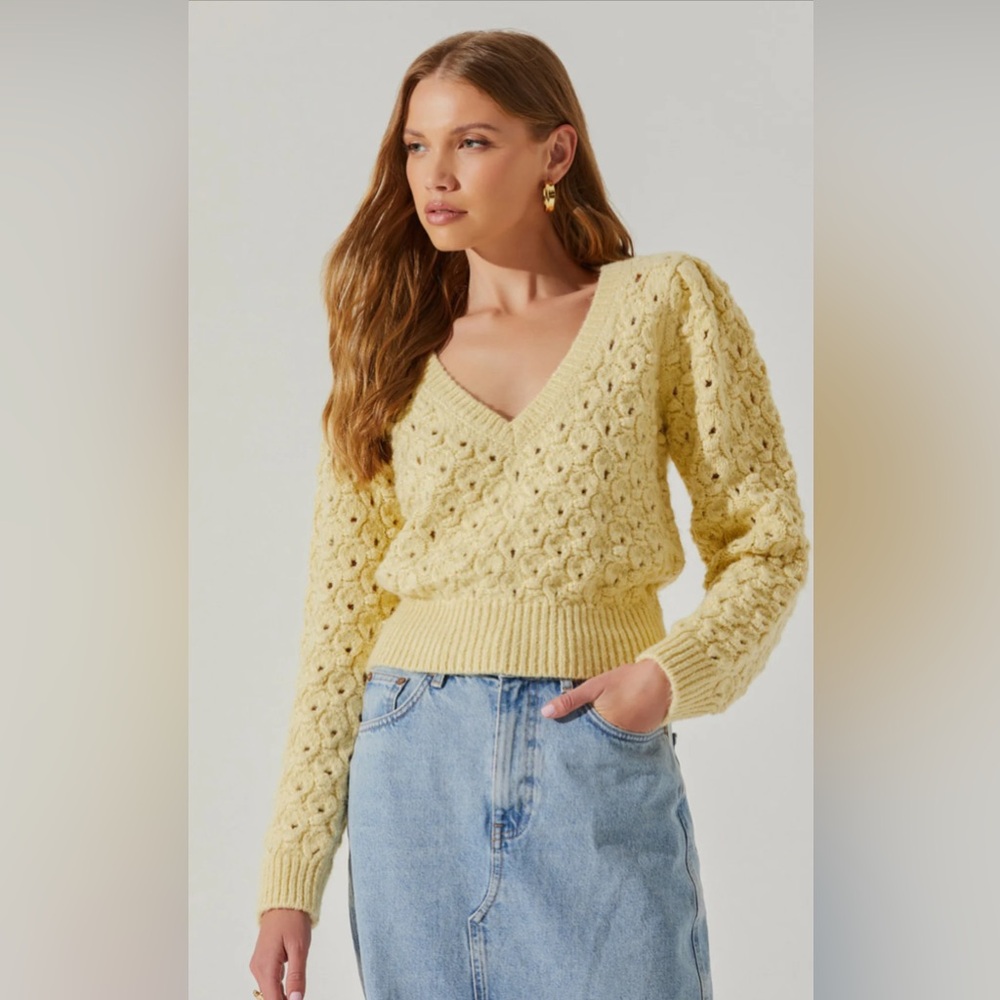 Yellow V-Neck Women's Sweater